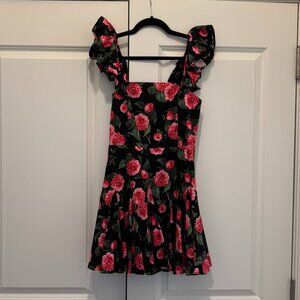 Alice + Olivia Ginny Ruffle Sleeve Floral Print Dress
